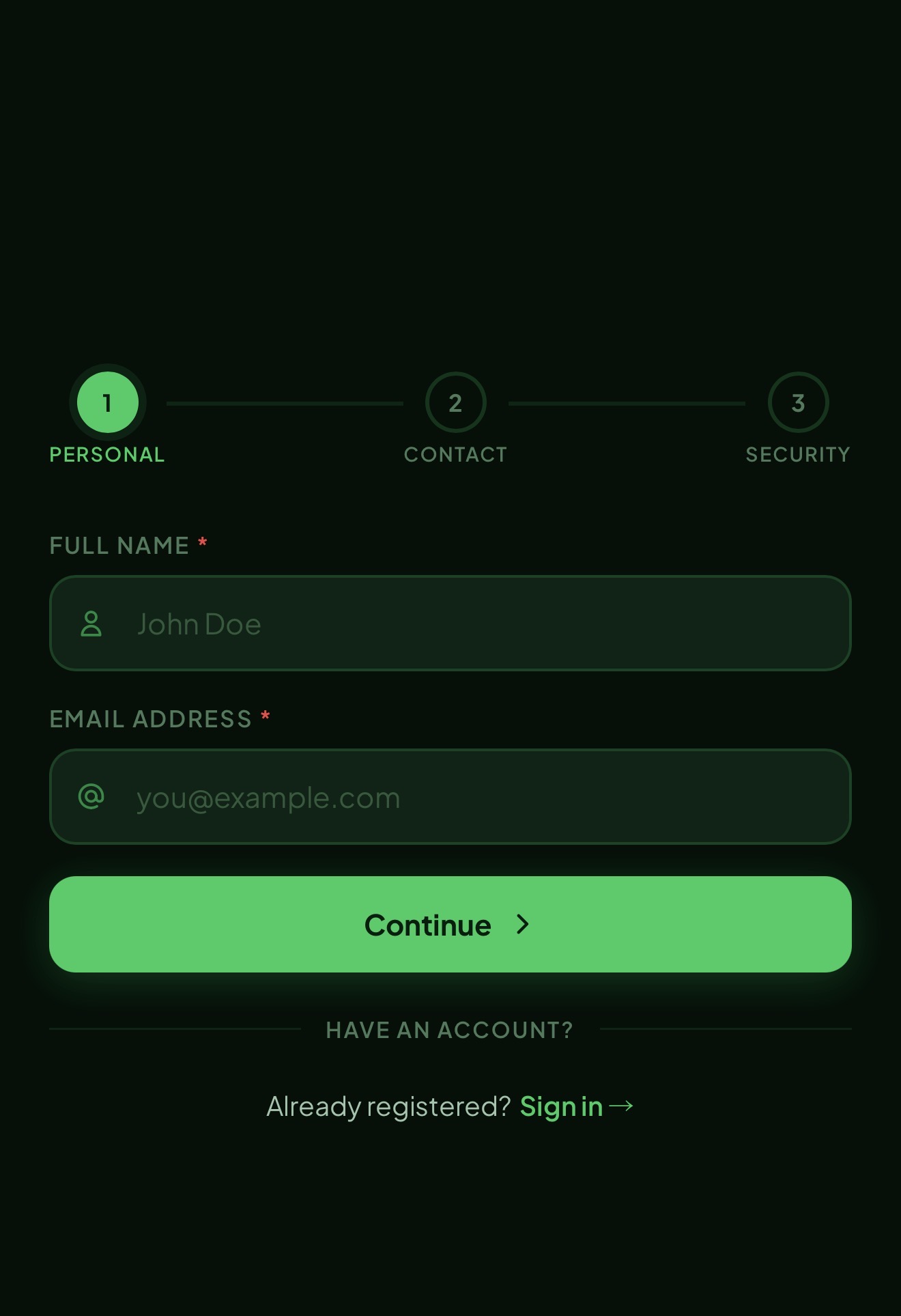 Create account